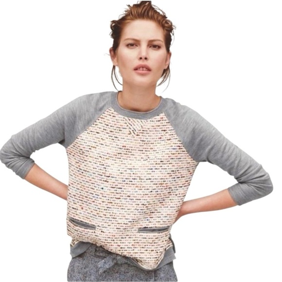 J. Crew Sweaters - J. Crew Tweed Front Crew NeckKnit Sweater. Gray Multi Size Small #1760